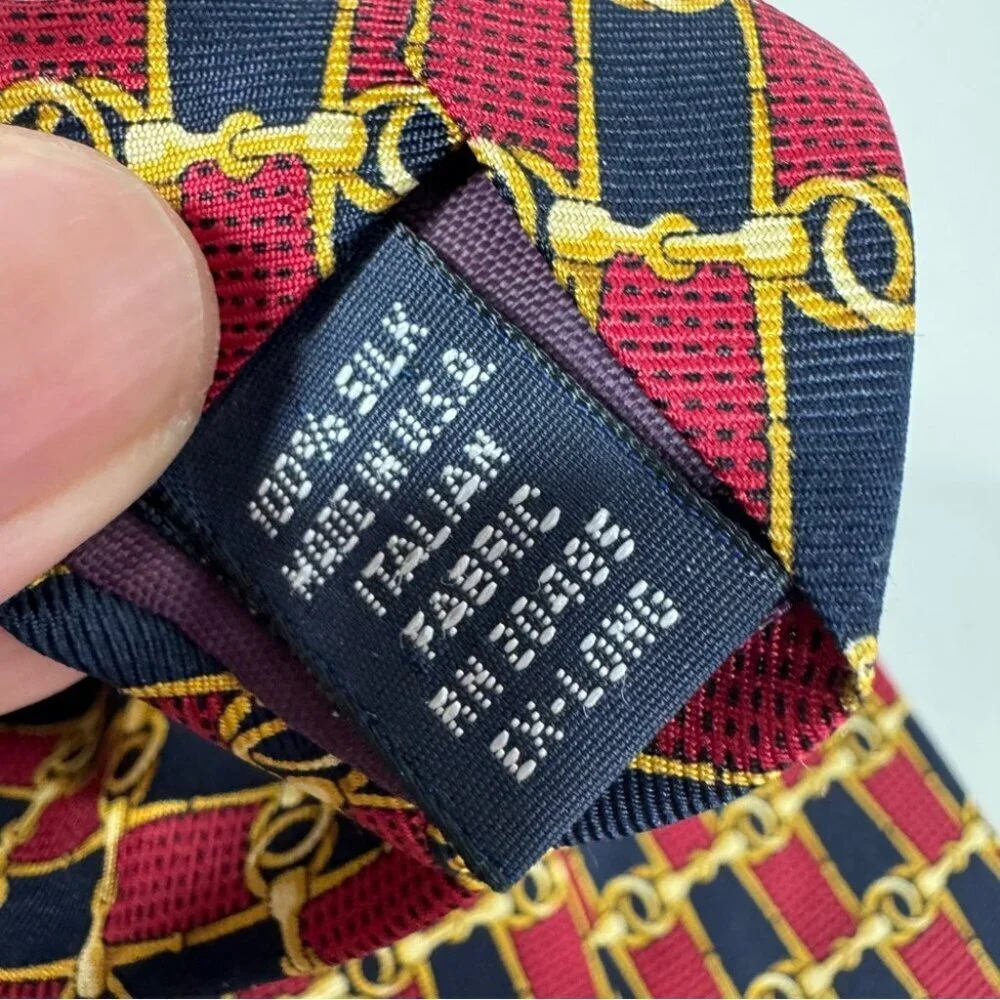 Stafford Silk Chain Link Tie Red Navy Gold Classic Men's Designer Necktie